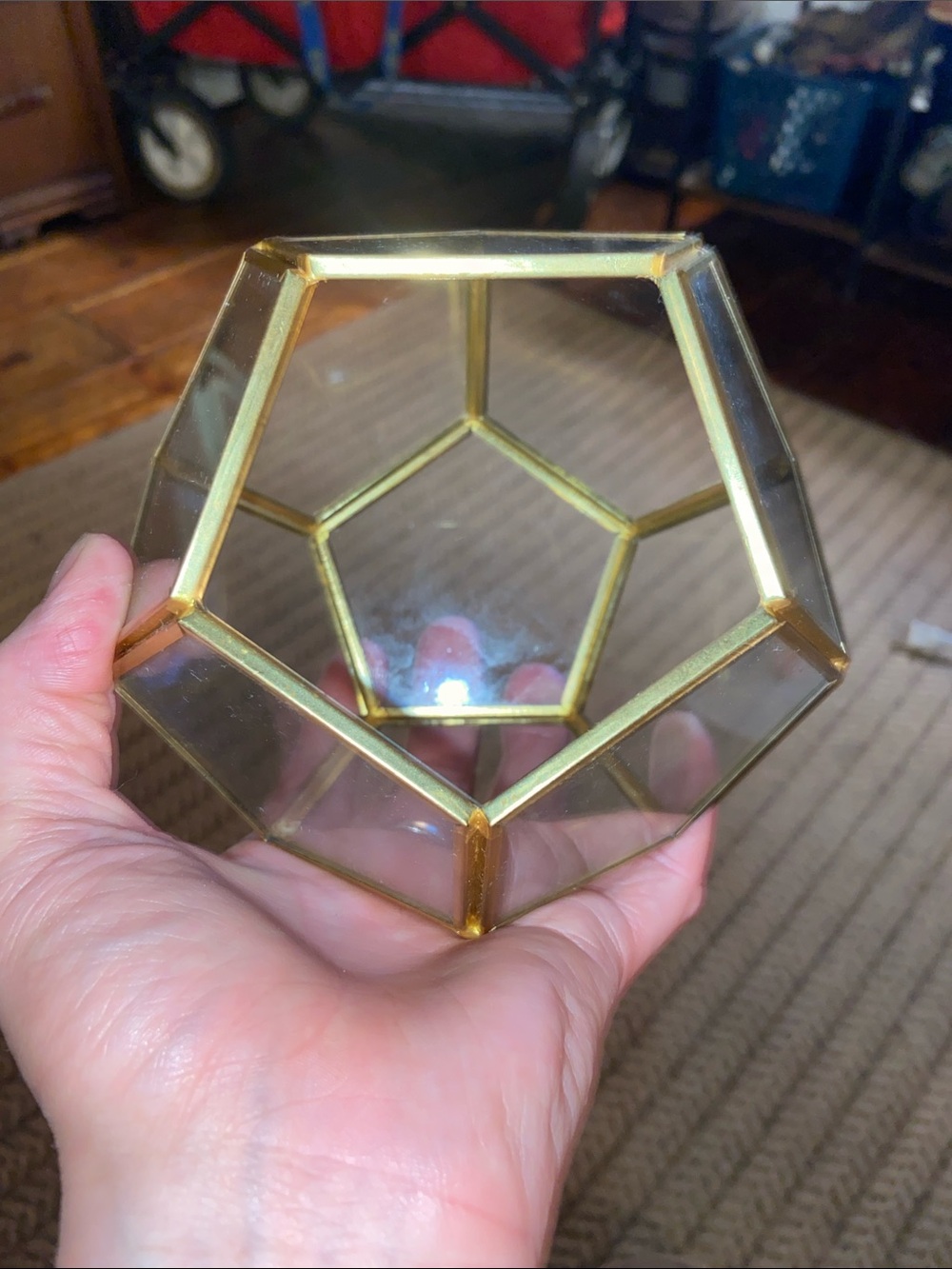 Gold Glass Geometric Terrarium Vase - Unbranded